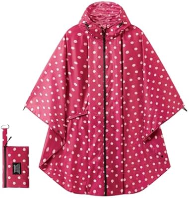 Rian c0de731 Hooded Rain Ponchos for Adult - Rain Coat and Rain Jacket with Waterproof Pocket and Zi...