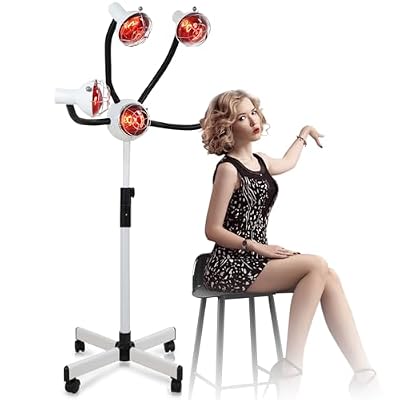 750W 5 Head Standing Hair Dryer Professional, Infrared Heat Lamp Salon Hair Dryer Adjustable Height Ideal for All Hair Styling Needs, Complete with Chrome Arms and Metal Lampshade