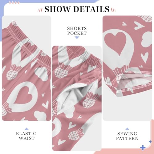 Hot Air Balloon Love Heart Boys Long Pants Soft Trousers Elastic Waist Kids Lounge Bottoms with Pockets S-XL4