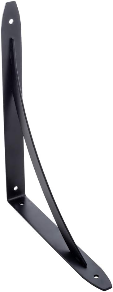 HOME MASTER HARDWARE 9 3/4 inch Decorative Shelf Brackets Shelf Support Corner Brace Joint Right Angle Bracket Black with Screws 10 Pack