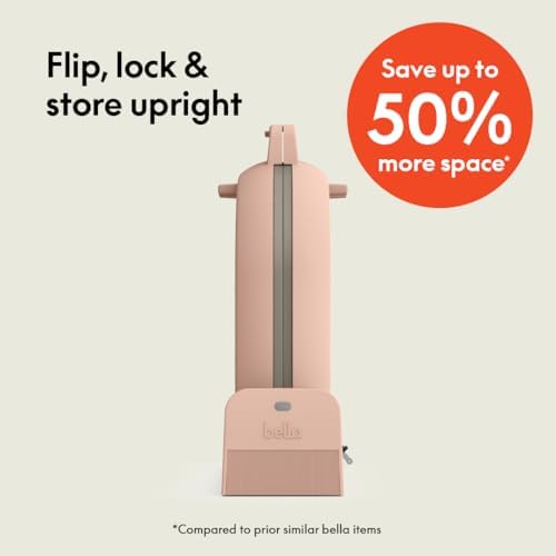 bella Flip-n-Store Waffle Maker with EverGood™ Ceramic Nonstick Coating, Fits-anywhere™ Kitchenware, Power Indicator Light, Cool Touch Handle & Cord Wrap, 7” Wide & 1" Deep Plates, 1000 Watt, Blossom - 1