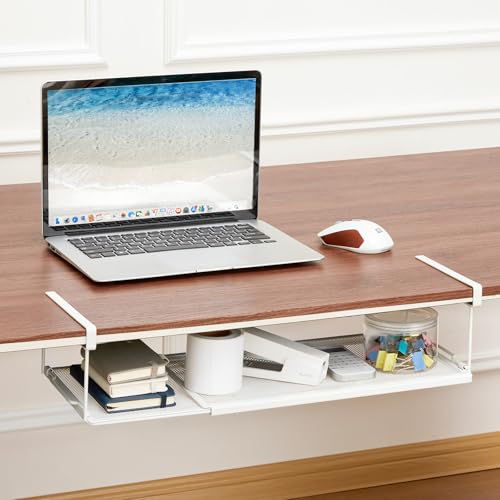 Miniatura 9 de Yorbay Ajustable Cesta Colgante Para Debajo De La Estantería, Almacenaje De Cocina Bajo Balda Estante De Metal, Estante Inferior Para Cocinas Y Armarios Blanco
