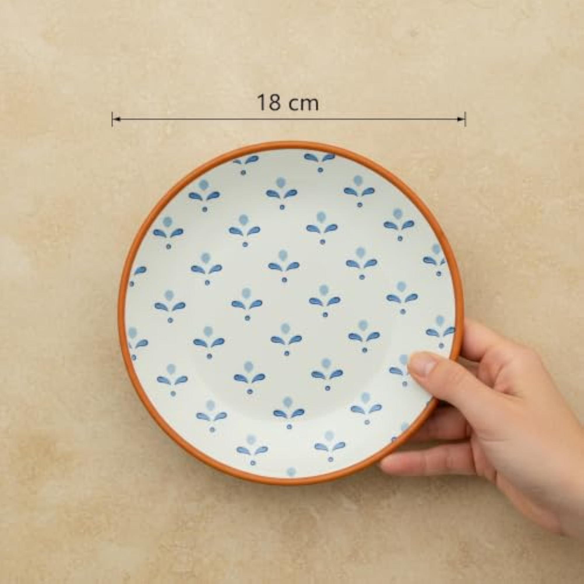 Blue Ceramic Quarter Plate Set of 4, 18 cm