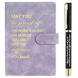 Sinmoe Inspirational Leather Notebook and Pen Set, Employee Appreciation Thank You Gifts New Job Leaving Gifts for Men Women Volunteer Team Colleague Coworker Teacher Office(Light Purple,Difference)