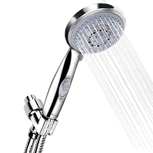 Chrider Handheld Shower Head with Hose, 5 Spray Setting Hand Held Shower Head with Pause Switch, 4.3