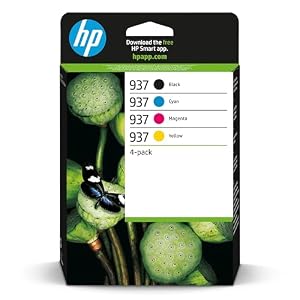 HP 937 Black/Cyan/Magenta/Yellow Original Ink Cartridge Multipack (6ZC72AE) – Works OfficeJet Pro 9120e, 9122e, 9125e, 9130e, 9132e, 9135e, 9720e, 9730e Printers