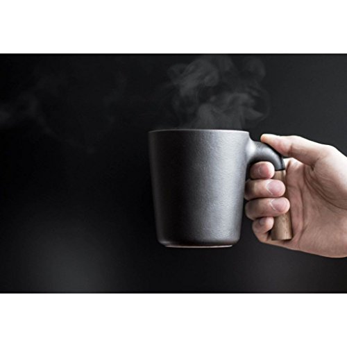 Taza de cerámica HMM Mugr Cloud 12 oz con mango de madera miniatura 3