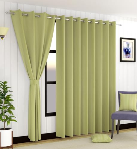 Image of LaVichitra 1 Piece Solid Premium Blackout Curtain - Thermal Insulated, 3 Layered, 100% Opaque Window - 6 feet, Light Green