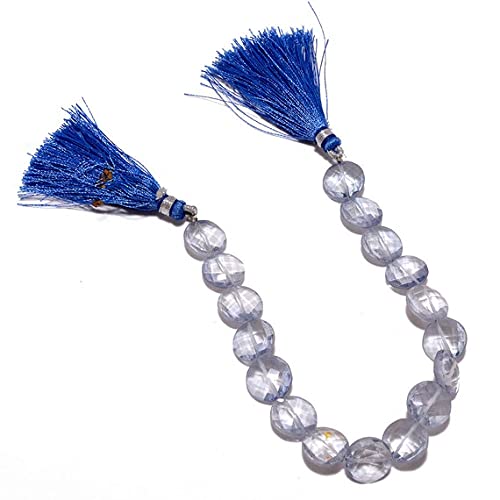 LKBEADS Mikro fasetowane koraliki monet kolor iolitowy, powlekany kryształowy koralik, koraliki 12 mm, około 16 sztuk, sznurek 20 cm