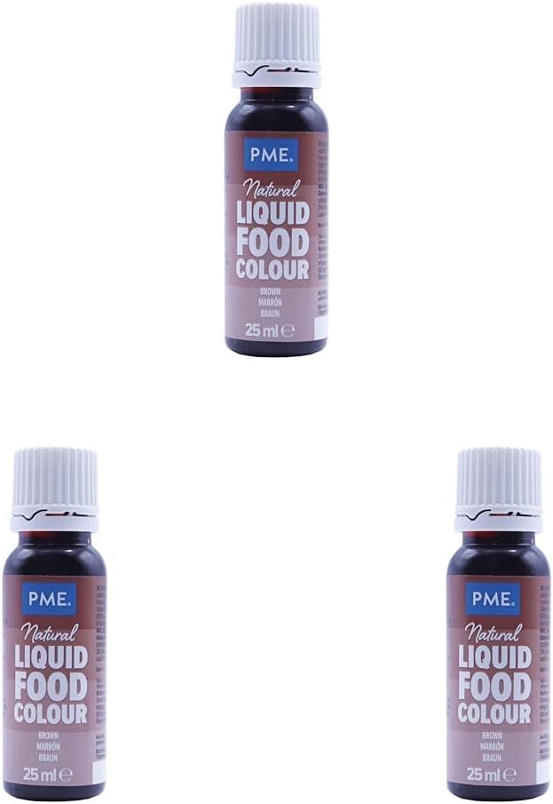 PME 100% Natural Food Colour Liquid - Brown (25ml) (Pack of 3)