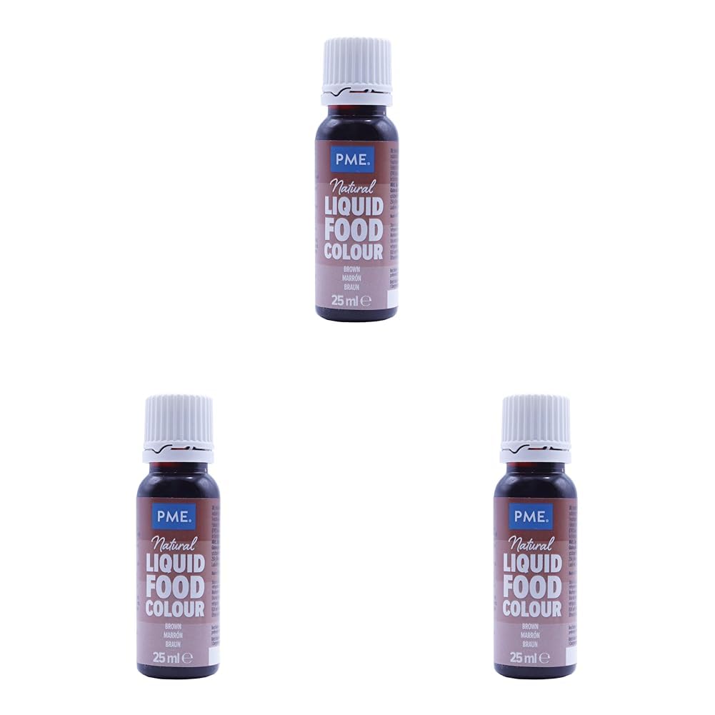 PME 100% Natural Food Colour Liquid - Brown (25ml) (Pack of 3)