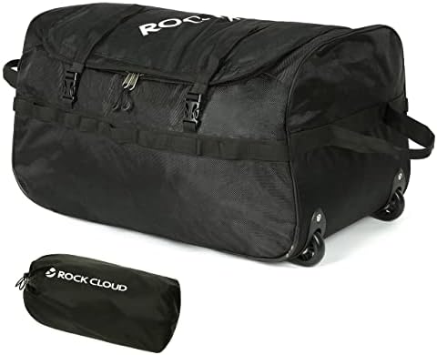 Rock Cloud Foldable Wheeled Duffel Bag with Wheels 85L Rolling Duffle Bag Packable 26 inch for Travel Sports Camping(Black)