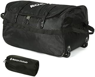 Rock Cloud Foldable Wheeled Duffel Bag with Wheels 85L Rolling Duffle Bag Packable 26 inch for Travel Sports Camping(Black)