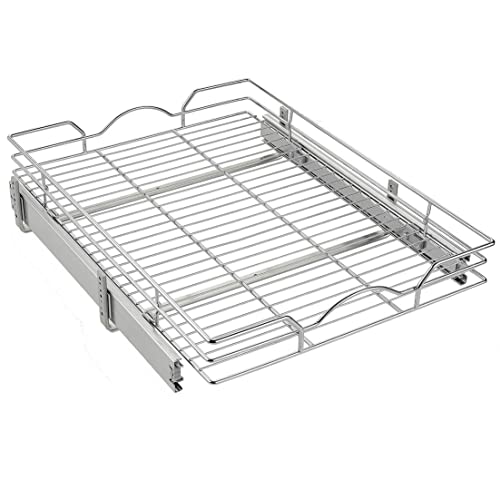Ocg Pull Out Cabinet Organizer (11" W X 18" D), Pull Out Drawers For Kitchen Cabinets, Pull Out Shelves For Base Cabinet Organization In Kitchen Bathroom Pantry, Chrome Finish #TOP6