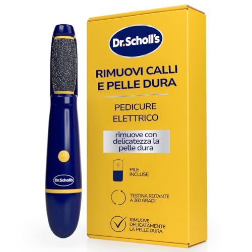 Dr. Scholl’s Lima Piedi Elettrica Rimuovi Calli - Pedicure Professionale, Rimuove Pelle Dura e Callosità, Piedi Lisci e Morbidi in Secondi, Delicata, da Viaggio, Batterie AAA Incluse