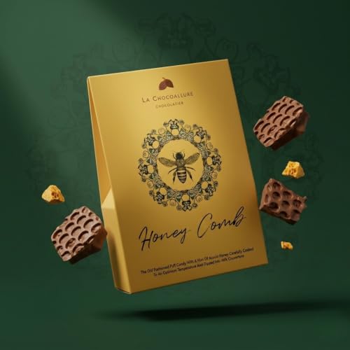 Image of La Chocoallure HoneyComb Crackles | Real Honeycomb in Premium Milk Chocolate | 100g Gift Box | Crunchy Artisan Chocolate | Birthday, Festive & Everyday Gifting