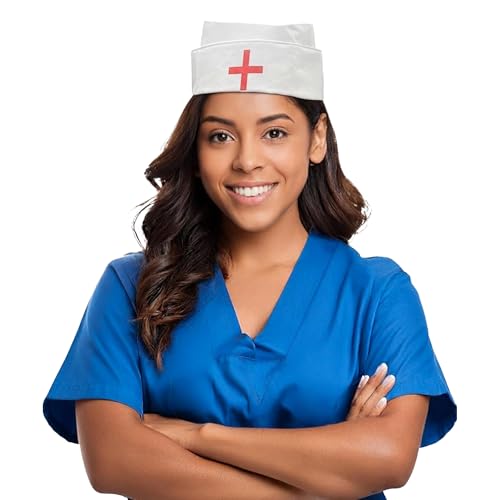 Nurse Hat | Nurse Costume Hat | Vintage Nurses Hats | White Nurses Cap | Old Fashioned Hospital Uniform Caps | Nursing Cap | Nursing Costume Accessories | White | One Size | Unisex