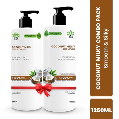 Image of GIR Coconut Milky Shampoo - 1L & Conditioner- 250ML Combo - Special Coconut & Milk Formula - for strength & shine Hair