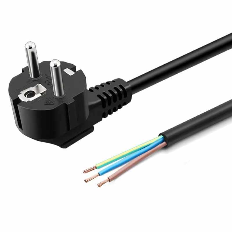 Cable alimentación eléctrico H05VV-F, Cable alimentación CEE7, Enchufe Schuko a bornes, Sección 1mm², para enchufes, regletas, Fuentes de alimentación, portalámparas, Negro, 3 Metros