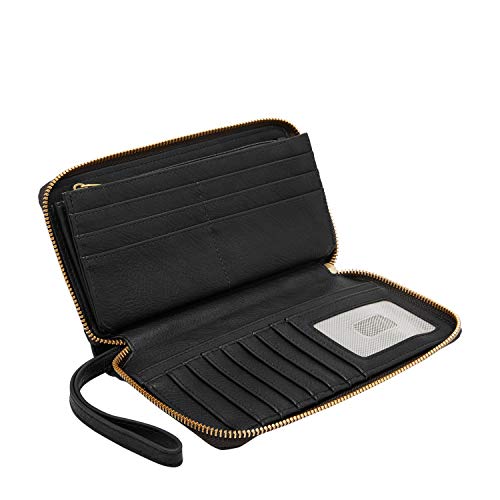 Fossil Women's Liza Leather Wallet Zip Around Clutch With Wristlet Strap, Black (Model: Sl7878001) #TOP2