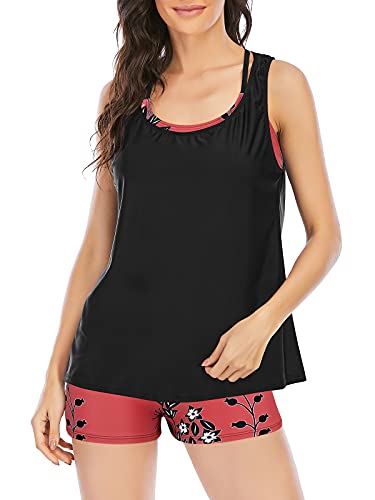 Century Star 3 Piece Tankini Bathing Suits for Women Athletic Swimsuits Tank Top with Bra and Boy Shorts Modest Swimwear2