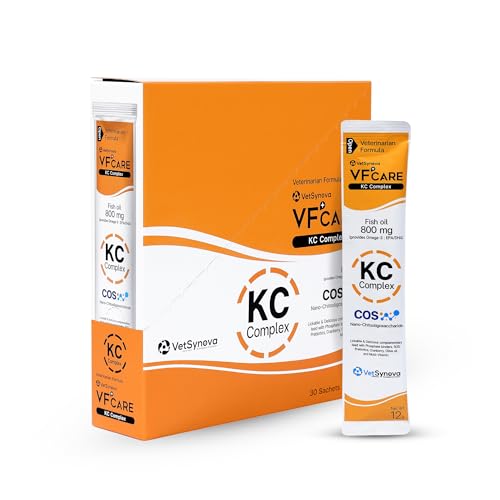 VFcare KC Complex Kidney Support Supplement for Cats & Dogs – Omega 3 for Dogs, Omega 3 for Cats – Fish Oil, SOD, Nano-Chitooligosaccharide – Vet Formula for Renal Health – 30 Sachets