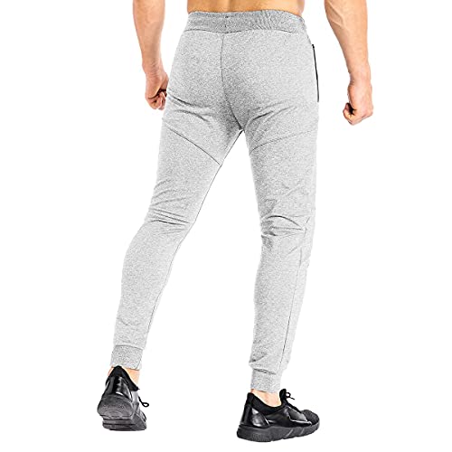 Image of ZENWILL Mens Tapered Workout Running Pants, Jogger Training Sweatpants Slim Fit with Zip Pockets