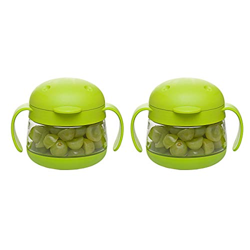 Ubbi Tweat No Spill 2 Pack Snack Container for Kids, BPA-Free, Toddler Snack Catcher, Green/Green