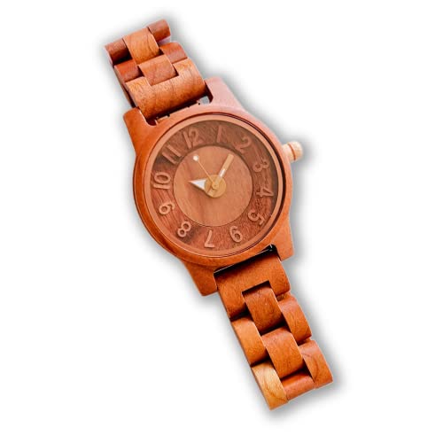 DEMI LOUS. 木製 腕時計 おしゃれ 軽量 ペアウォッチ レディース ナチュラル 天然木 着け心地良い 環境にやさしい素材 日本製ムーブメント搭載 軽量 装着感 プレゼント のある木箱付 ［5月発売］ (レディース数字)