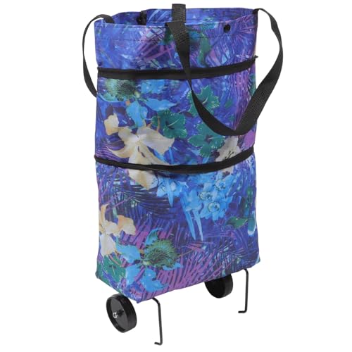 FOMIYES Bolsa de Compras Plegable Ruedas Morada, Carrito Gran Capacidad, Ligero y Reutilizable para Supermercado, Viajes y Almacenamiento Exterior