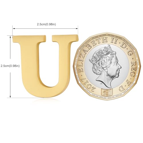 Image of HONEY BEAR Mens Womens Initial Alphabet Letter Lapel Pins Collar Badge Brooches for Business Wedding Graduation Gift Matte Gold 0.59 inches