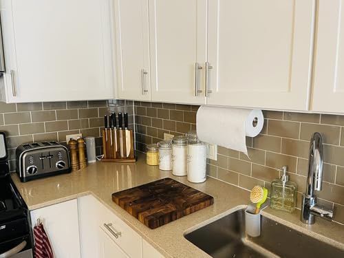 2nd Gen Paper Towel Holder Under Cabinet No Drilling, [More Sturdy] Self Adhesive or Drilling Paper Towel Holder Wall Mount for Kitchen, RV, [Fit Mega Paper Towel Roll] SUS304 Stainless Steel