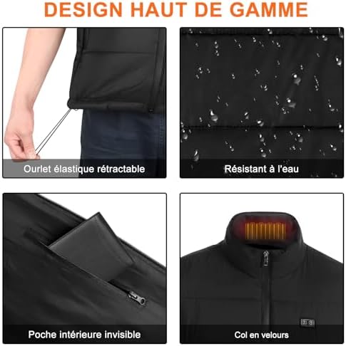 Rtdep Gilet Chauffant, Veste Chauffante Homme, Gilet Chauffant Avec Batterie 5V Veste Chauffante Femme Veste De Chasse Avec Commande à Double Interrupteur Manteau Chauffant