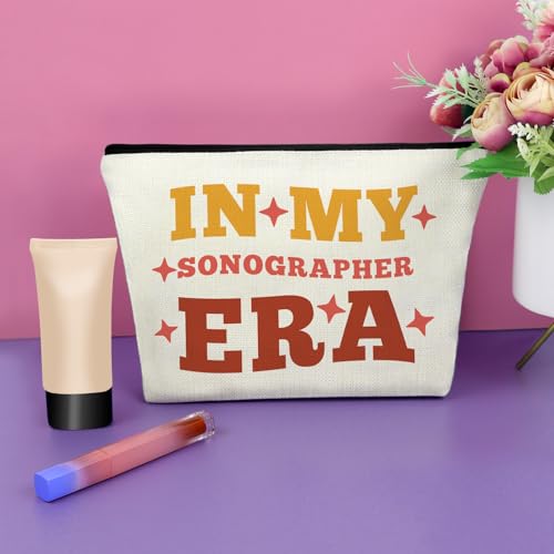 Sonographer Appreciation Gifts for Women Makeup Bag Sonography Tech Gift for Daughter Sister Best Friend Ultrasound Tech Gifts for Her Female Inspirational Christmas Birthday Gift Travel Pouch