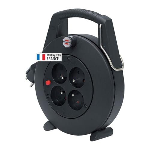 Brennenstuhl Enrouleur de câble domestique Confort-Line 5m, Fabrication Française 1102501 Noir