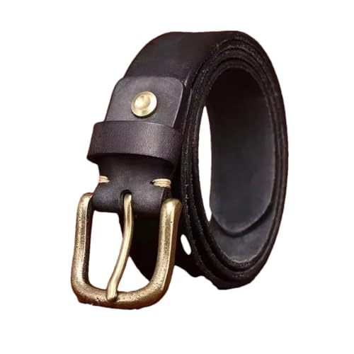 Men’S 3.3Cm Thick Genuine Leather Belt solid Copper Buckle No Interlayer Classic Retro Casual Jeans Strap