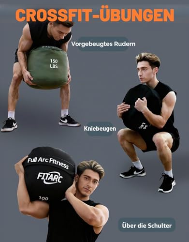 Fitarc Sandsack Fitness Krafttraining Sandbag Sandsack Training Strongman Sandbag Workout Sandbag(schwarz,200lbs)