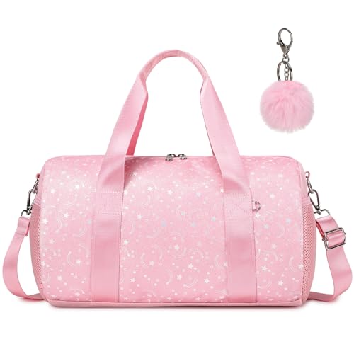 Kimwadalh Borsone Sportivo Bambina Borsa da Palestra da Ginnastica Ragazza Borse Danza da Ballo Glitterato Bambina Borse da Viaggio per Bambini Tote da Palestra Glitterato