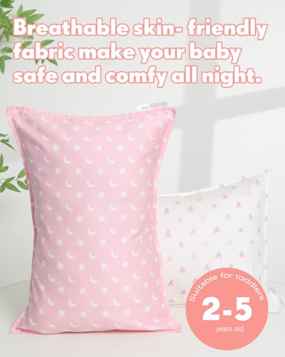 Image of ALVABABY Toddler Pillowcases 2 Pack Organic Cotton Fit 13 inchx 18 inch or 12 inchx16 inch Kids Pillow Cover Envelope for Girl Boy Travel(Pillowcase Only)