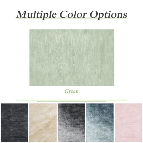 Washable Rug 5x7 Area Rugs for Living Room - Stain Resistant Non-Slip Backing Boho Rug for Bedroom,Durable & Ultra-Thin Vintage Large Area Rug(5x7,Green)
