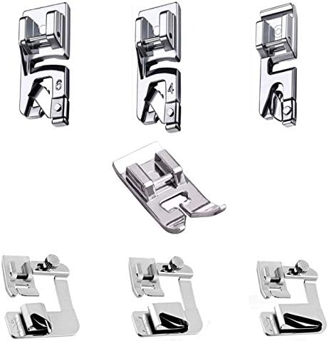 YICBOR 7PCS Presser Foot Kit Including 6pcs Rolled Hemmer Foot Presser Foot and 1pcs Zig Zag, Straight Stitch Foot Snap On Foot Presser Foot 7301 for Singer, Brother, Janome Low Shank Sewing Machines