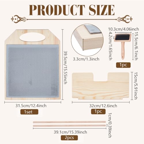 BENECREAT 15.5x12.4inch Wool Blending Board Carding Brush Set, Fiber Blending Board with 1pcs Wool Brush 2pcs Wood Craft Sticks for Mix Colors, Organize Wool Fibers - Thumbnail 2