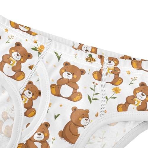 Cute Teddy Bear Flower Boys' Underwear 100% Cotton Boys' Briefs Soft Toddler Underwear4