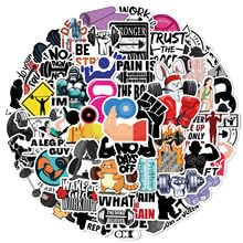 50Stück Fitness Aufkleber für Motorrad,Fahrrad,Stoßstange,Laptop,Auto,Computer,Kühlschrank,Niedliche Fitness Sports Decal,Junge Erwachsene Geschenk,Workout Cartoon Aesthetic Graffiti Sticker