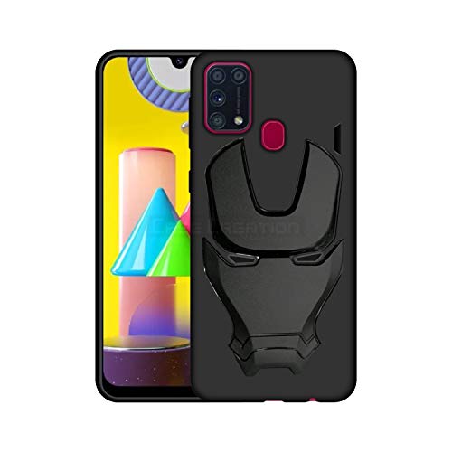 Image of COVERLY Official 3D Smooth Feel Avengers Logo Mask Soft Rugged Grip Silicone Iron Man Engraved Cartoon Movie Engraved Silicone Rubber Matte Back Cover for Vivo Y30 (2020) -HD Black Avenger