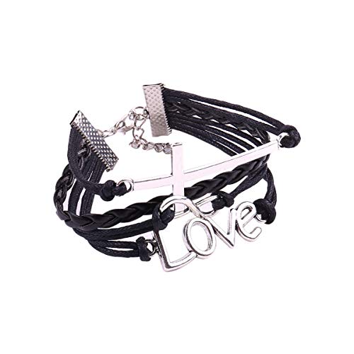 Maxracy Infinity Love and Cross Jesus Charm Bracelet Christian Religion Rope Wristband Bracelets Makes The Perfect Christian Gift for Women and Girls