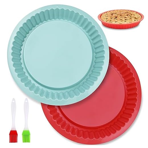 GZqiancang 2 moldes de silicona de 26 cm, redondos, con 2 pinceles para tartas de cumpleaños, magdalenas, brownies, tartas de crema, anillos de frutas, pizzas