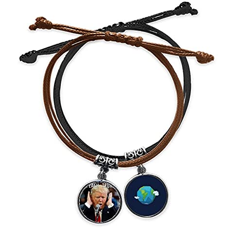 Pulsera de Trump con cordon ajustable y pulsera de cuero con amuleto politico de la Tierra