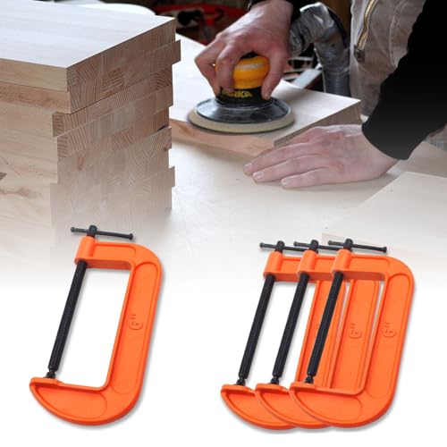 (4 PACK) C Clamps Set 6 Inch Heavy Duty Steel Iron Alloy Versatile G-Clamps, Orange by Zhupoub - Image 4