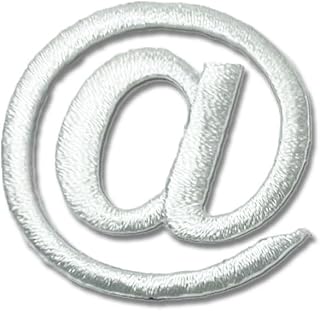 ワッペン アットマーク アット マーク アットサイン at sign 単価記号 感嘆符 記号 井げた いげた 番号記号 番号 hash mark 黒 白 Black White ブラック ホワイト アップリケ 刺繍 アイロン 手芸 入園グッズ 入園準備 保育園 幼稚園 (【2】アットマーク(白))